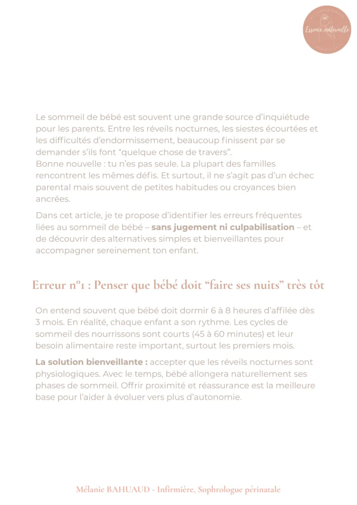 erreurs fréquentes qui perturbent le sommeil de bébé 2